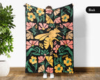 Floral Bee Blanket – Cozy Honey Bee Lover Throw Gift