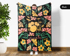 Floral Drummer Blanket with Custom Name, Cozy Wildflower Drum Kit Throw for Kids Teens Adults, Music Lover Gift