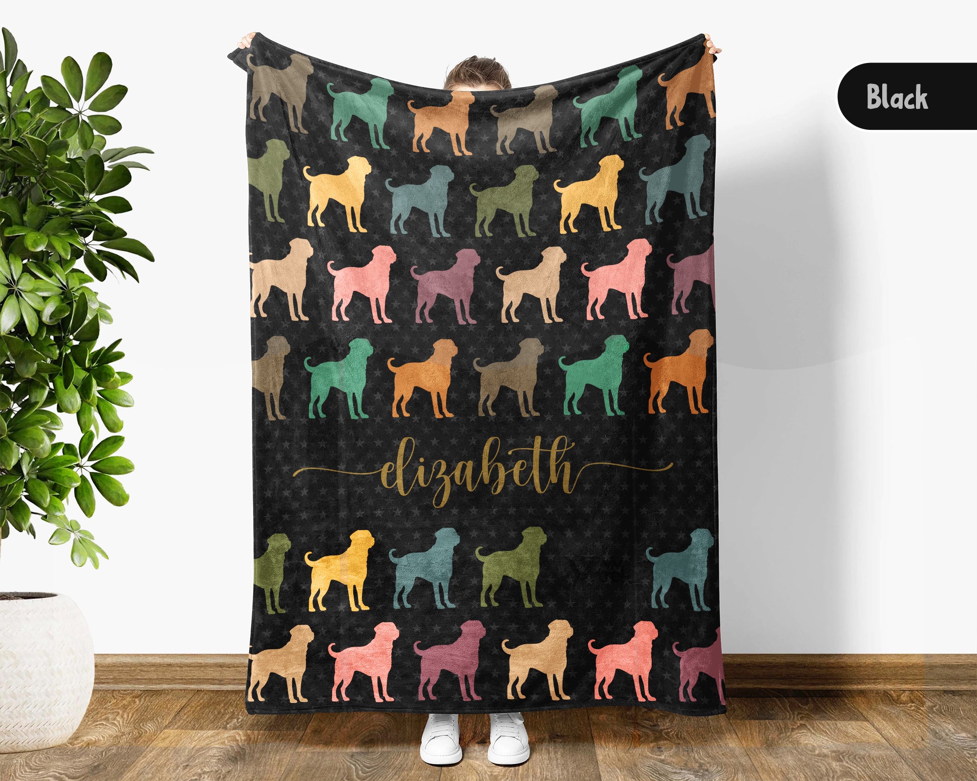 Custom Name Rottweiler Blanket, Cozy Vintage Puppy Throw for Dog Lovers