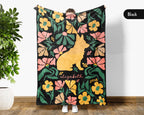 Personalized Name Floral Corgi Blanket, Cozy Dog Lover Throw for Home