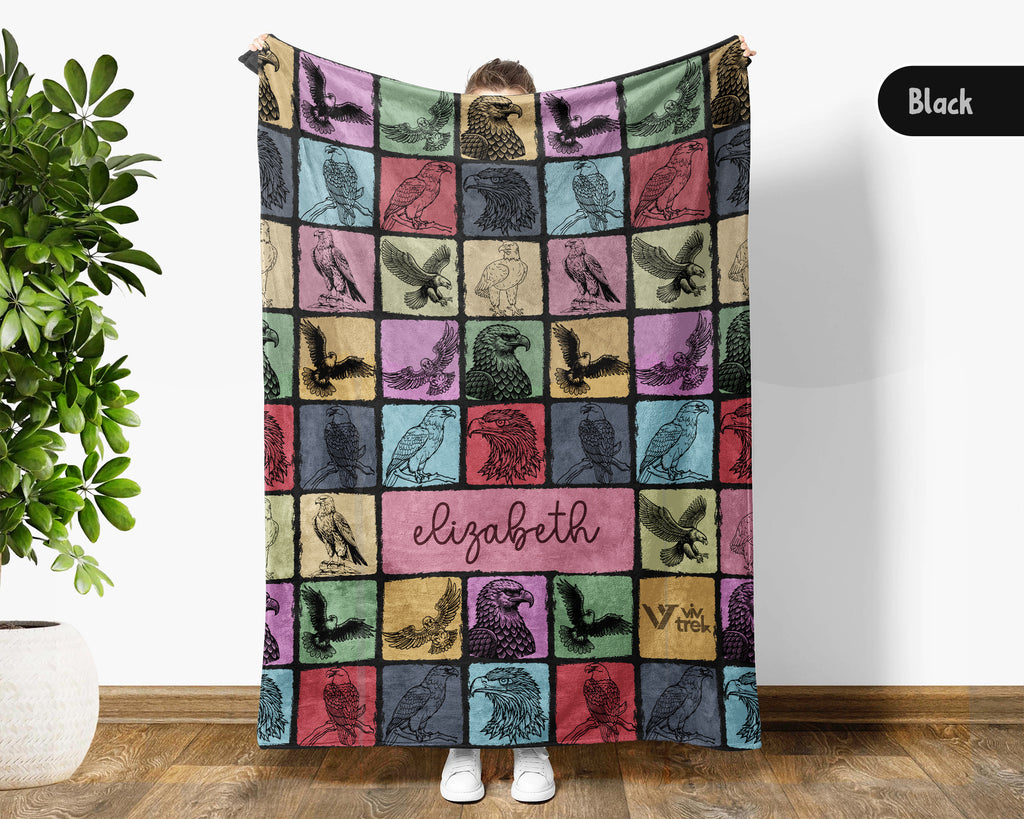 Personalized Name Eagle Blanket – Cozy Vintage Throw for Bird Lovers
