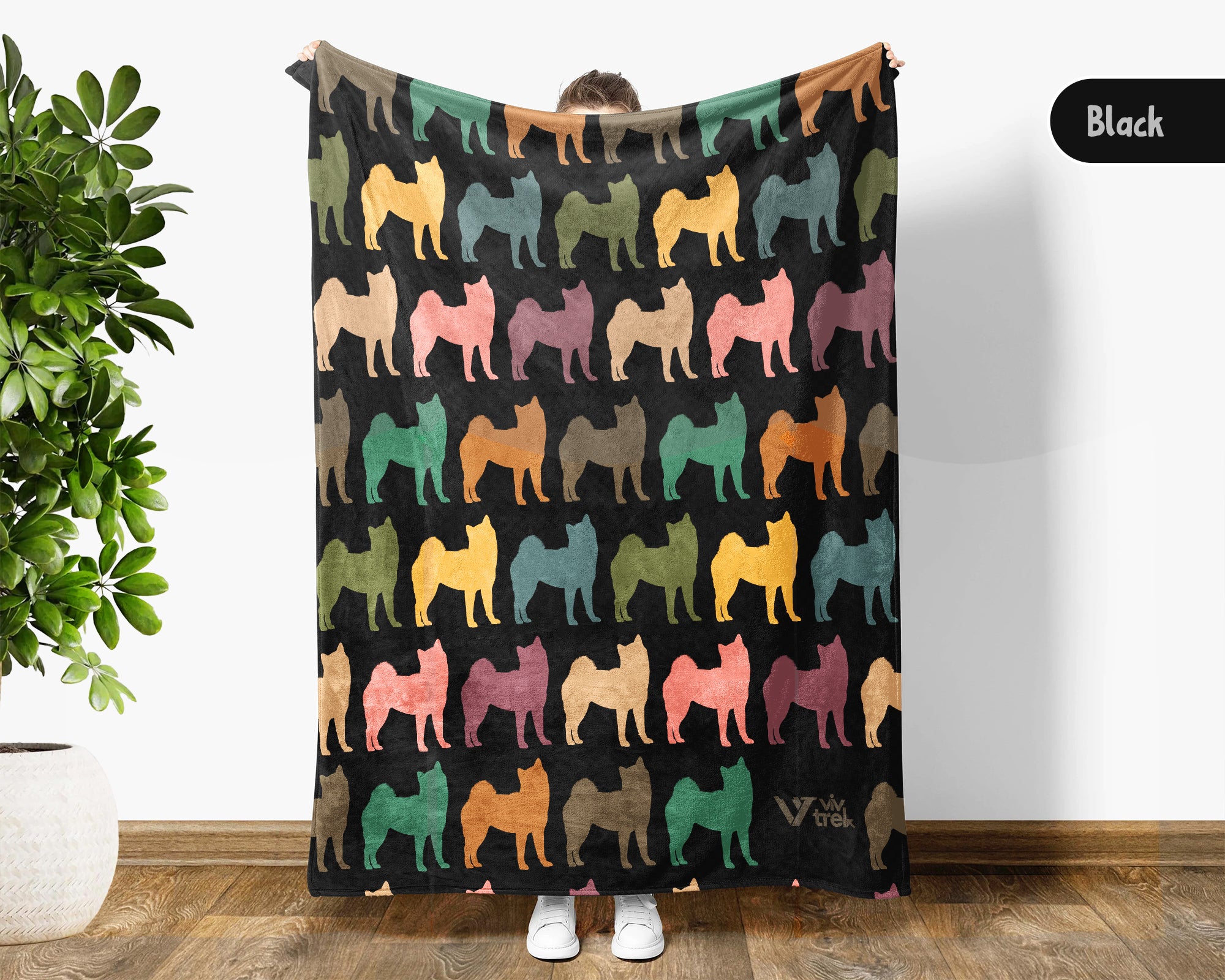 Retro Shiba Inu Dog Blanket Cozy Puppy Throw Cute Pet Blanket Vintage Style Dog Breed Home Decor Gift Idea for Couch Bedroom