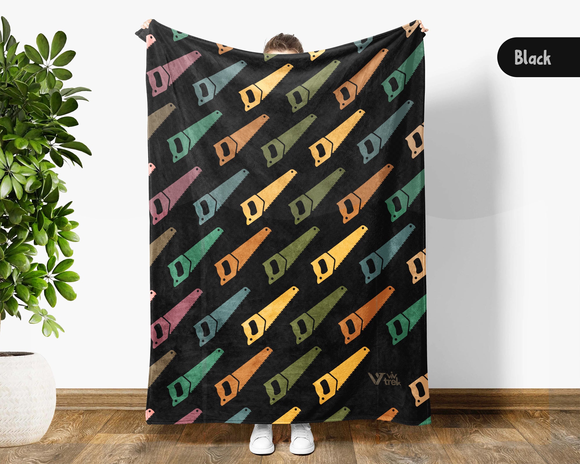 Retro Woodworking Lover Blanket, Vintage Carpenter Throw for Cozy Workshop and Craftsman Home Decor