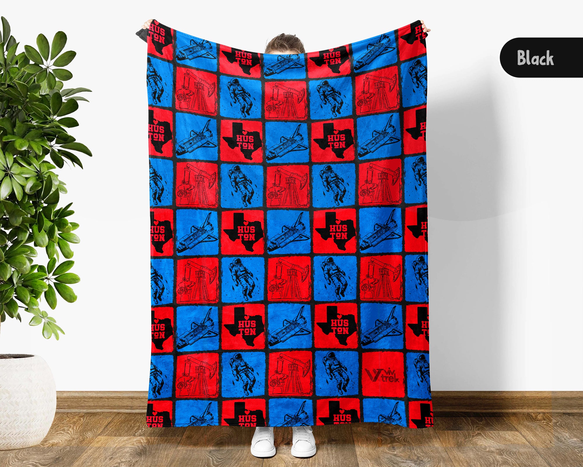 Retro Houston City Map Blanket Throw, Cozy Skyline Decor, Texas Pride Gift, Urban Sofa Throw Blanket for Home