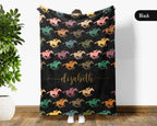 Custom Name Horse Racing Blanket Sporty Throw Cozy Personalized Gift Soft Equestrian Decor for Racing Fans Home