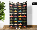 Retro Fishing Lover Blanket for Anglers, Cozy Fish Throw Gift for Fisherman Dad and Rustic Outdoor Cabin Style