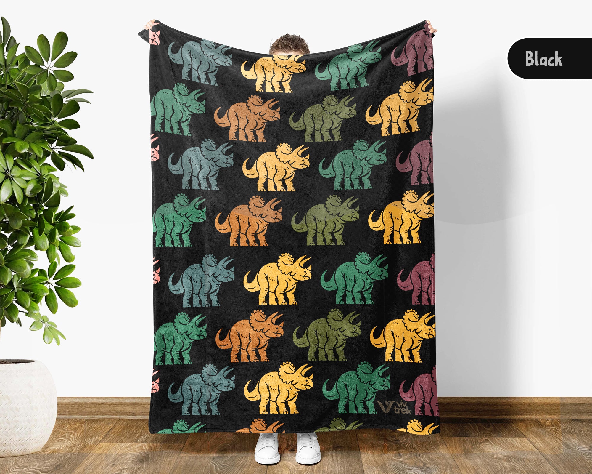 Retro Triceratops Dinosaur Blanket Cozy Prehistoric Throw Vintage Fossil Graphic Decor Paleontology Inspired Gift Home Accent