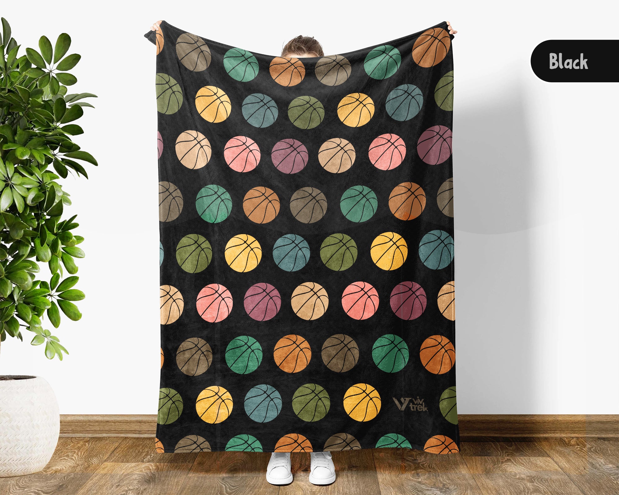 Retro Basketball Throw Blanket – Cozy Gift for Sports Fans