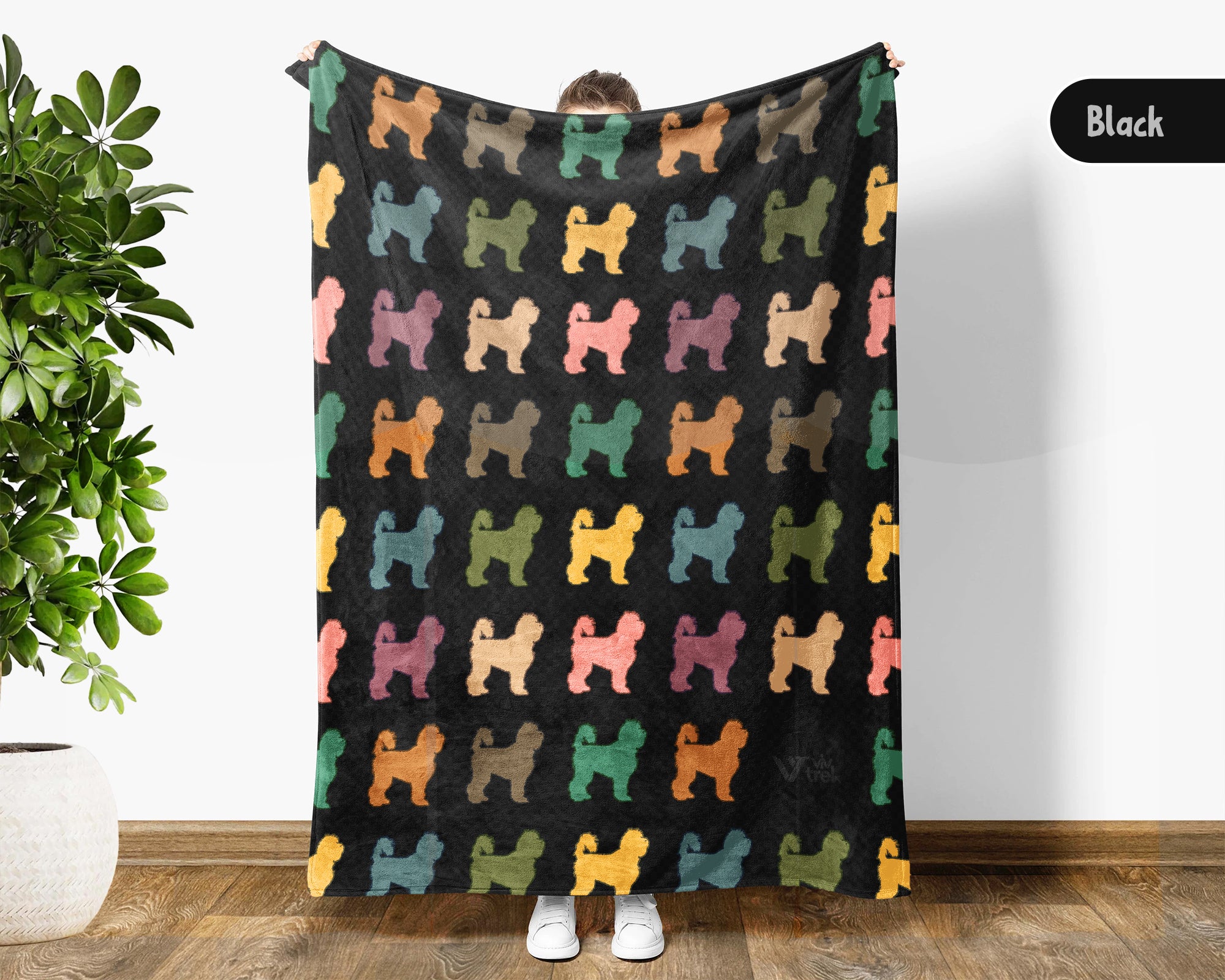 Retro Old English Sheepdog Throw Blanket for Couch, Fluffy Bobtail Dog Gift, Cozy OES Home Decor for Dog Lovers