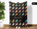 Custom Name Retro Witch Blanket, Personalized Halloween Throw for Cozy Gothic Decor and Magical Autumn Home Spaces