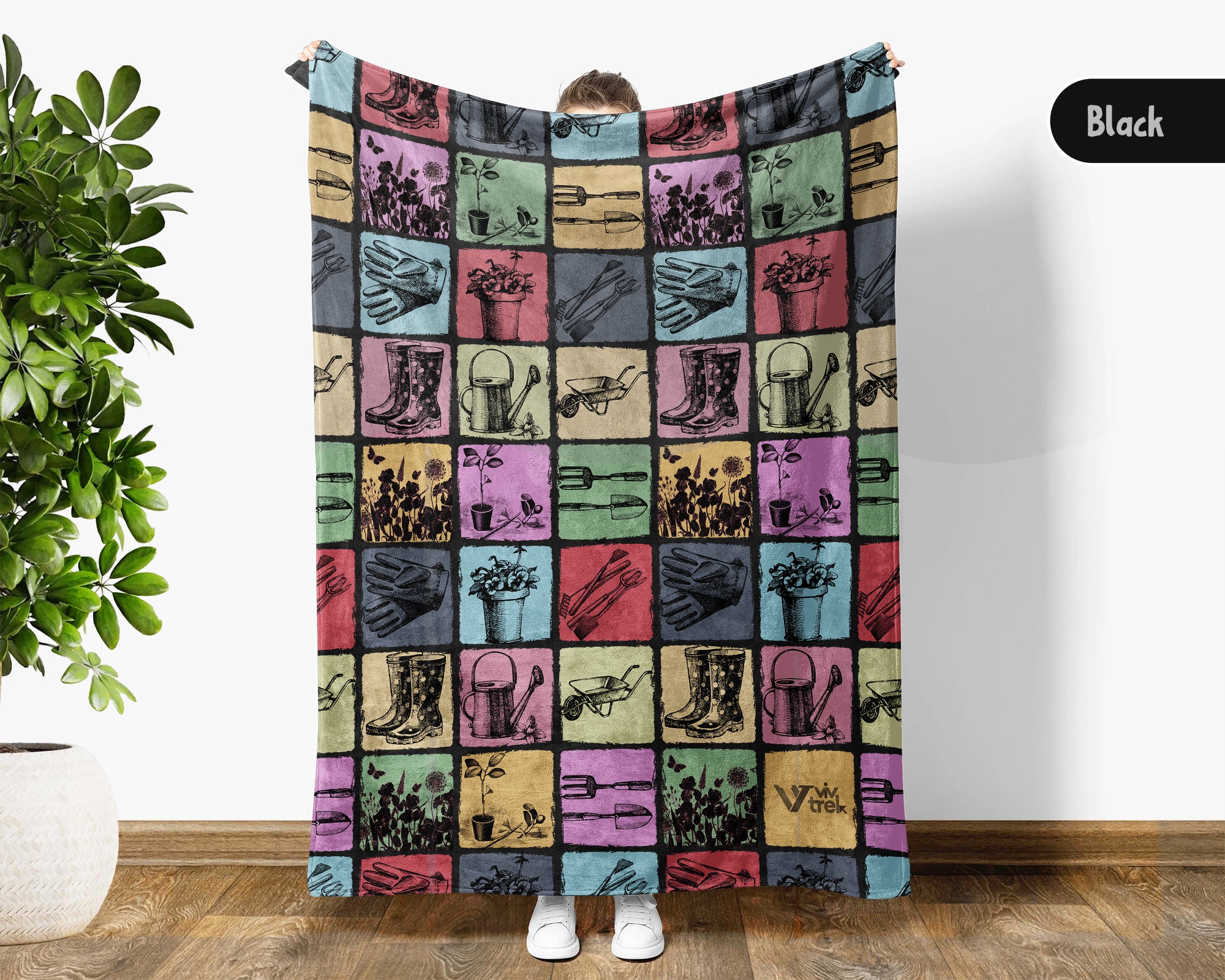 Vintage Gardening Blanket Cozy Botanical Throw Soft Gardener Decor Unique Plant Lover Gift for Nature Fans