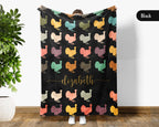 Custom Name Retro Turkey Blanket, Personalized Thanksgiving Throw for Cozy Fall Decor and Seasonal Holiday Gifts