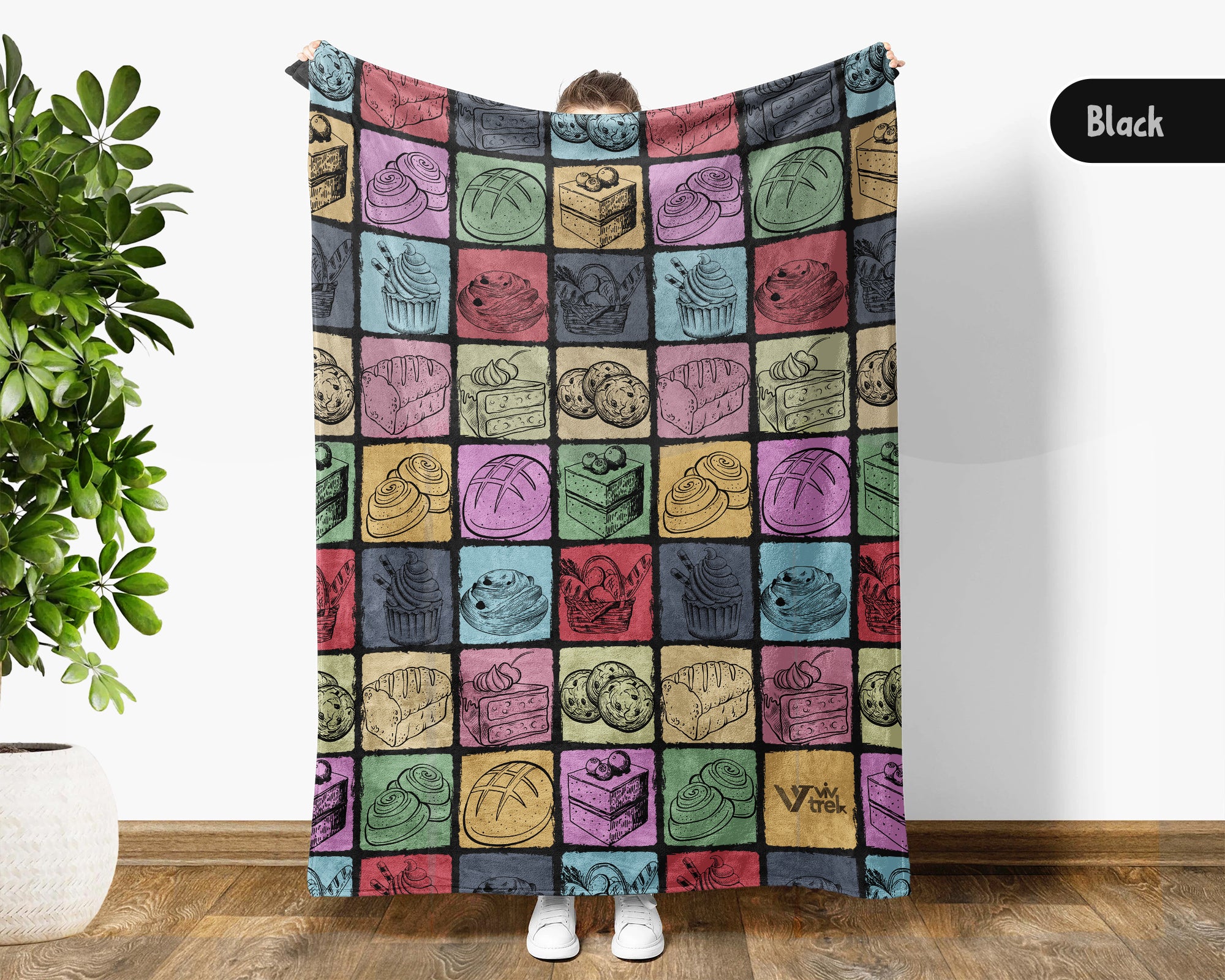 Vintage Baking Gift Blanket Cozy Baker Throw Kitchen Inspired Decor Soft Cake Bread Maker Blanket Unique Cooking Lover Gift