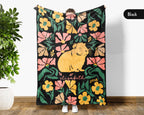 Floral Custom Name Guinea Pig Blanket, Floral Pet Lover Throw, Cozy Wildflower Blanket for Kids Teens Adults Gift