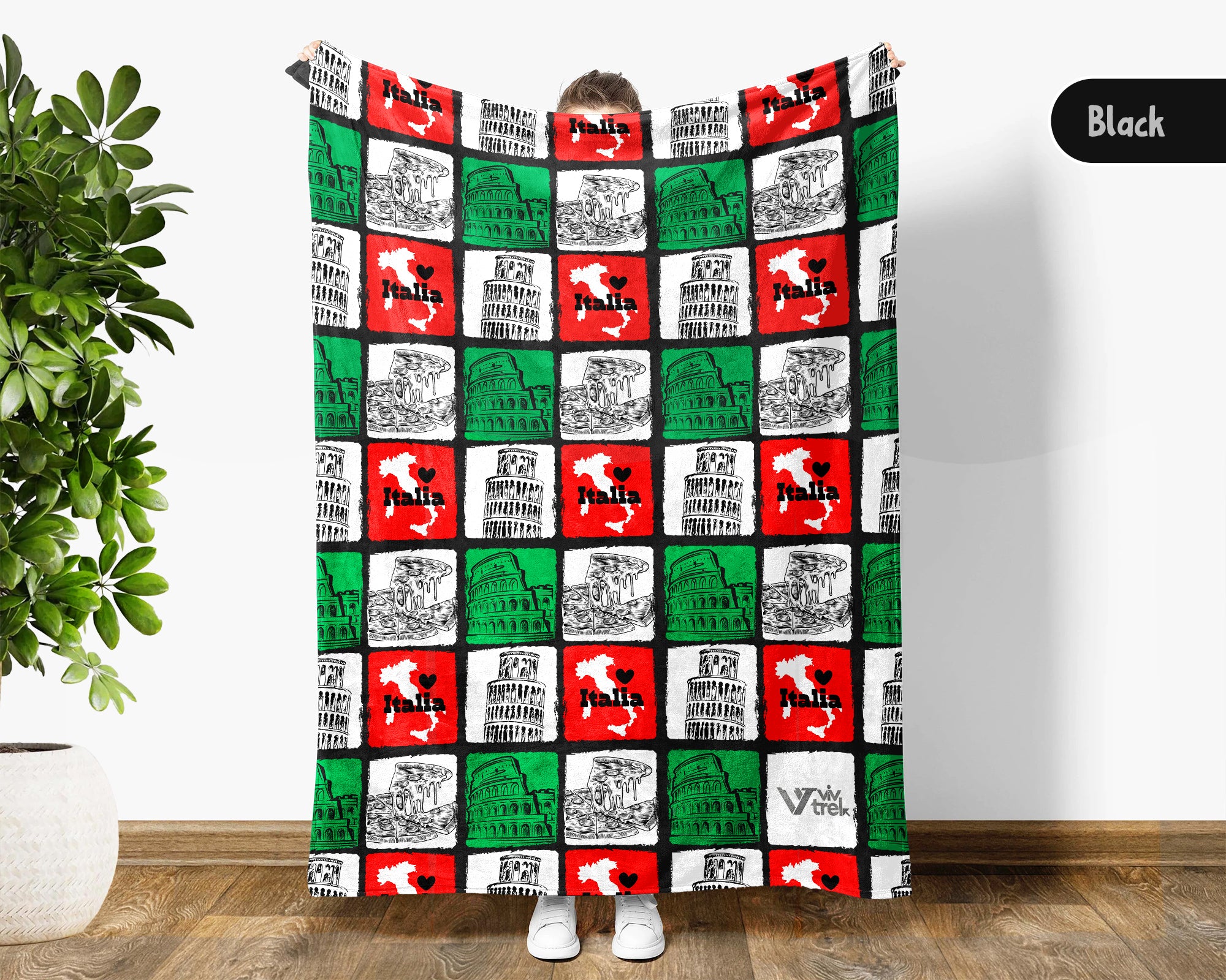 Italy Heritage Blanket Throw with Italia Flag Design, Cozy Rome Venice Inspired Decor, Mediterranean Travel Lover Gift Blanket