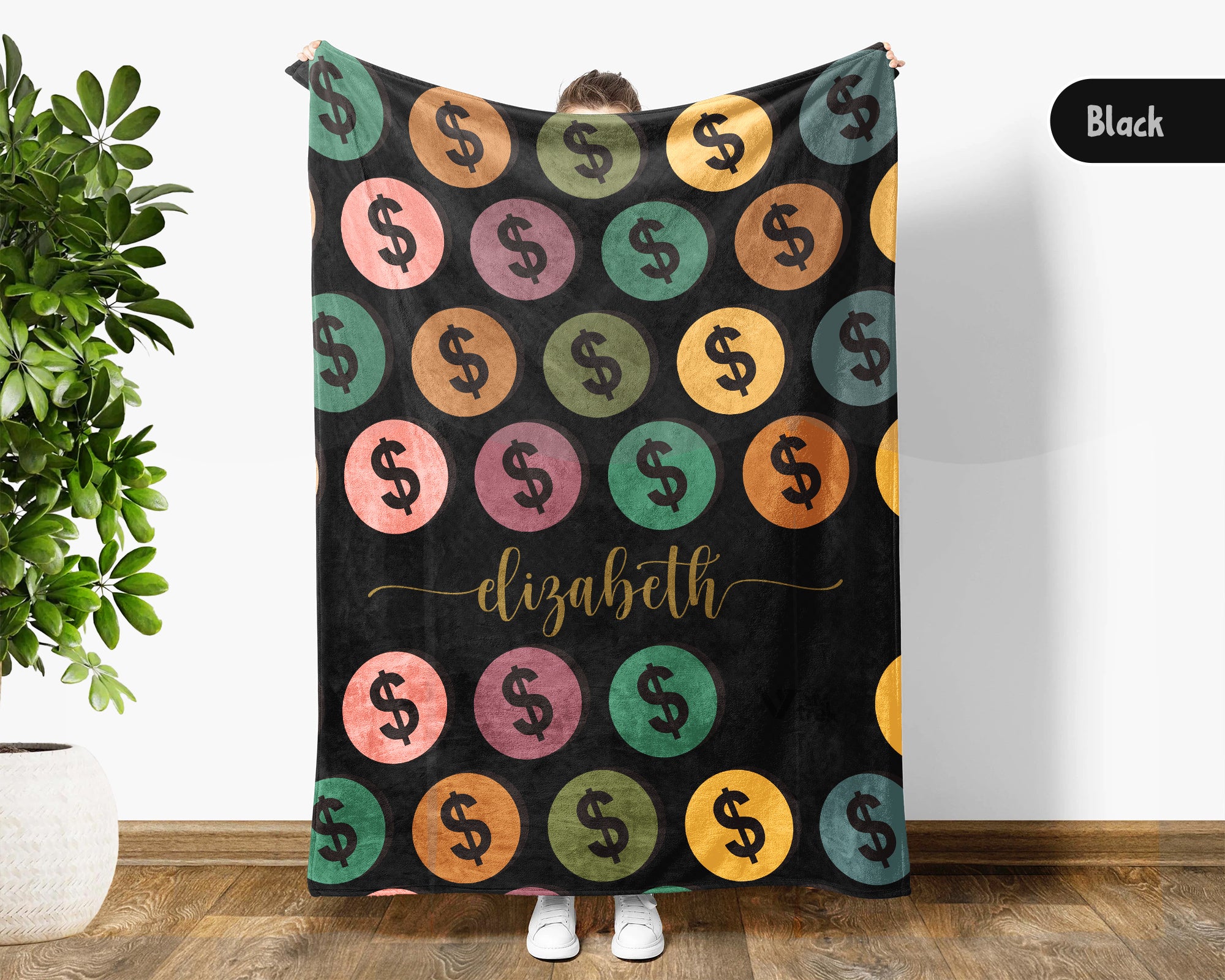 Personalized Name Numismatics Blanket, Custom Retro Coin Collection Throw for Bullion Enthusiasts, Cozy Hobby Room Decor