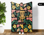 Custom Name Floral Disc Golf Blanket, Cozy Sports Lover Throw