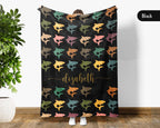 Custom Name Shark Throw Blanket – Vintage Ocean Gift for Shark Fans