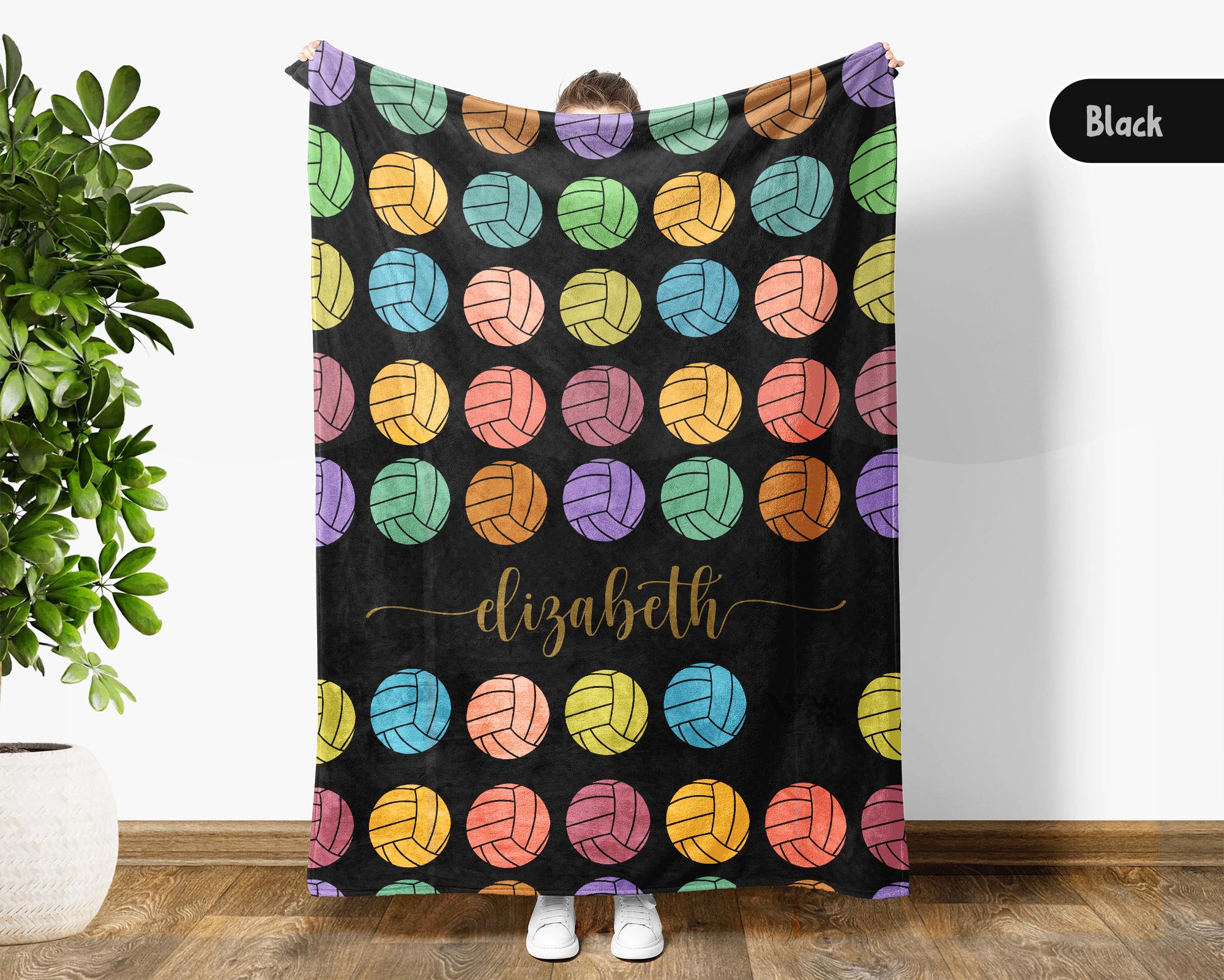 Personalized Volleyball Lover Blanket Custom Name Vintage Sports Throw Cozy Fleece Athlete Gift Soft Home Decor Accent Piece