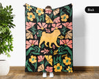 Floral Pug Dog Blanket – Cozy Wildflower Puppy Lover Throw