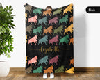 Custom Name Retro Bull Blanket, Personalized Rustic Ranch Throw for Cow Farm Wildlife Lover Home Decor and Gifts