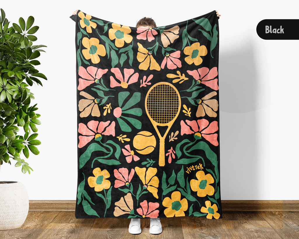 Floral Tennis Blanket – Cozy Vintage Player Throw Gift
