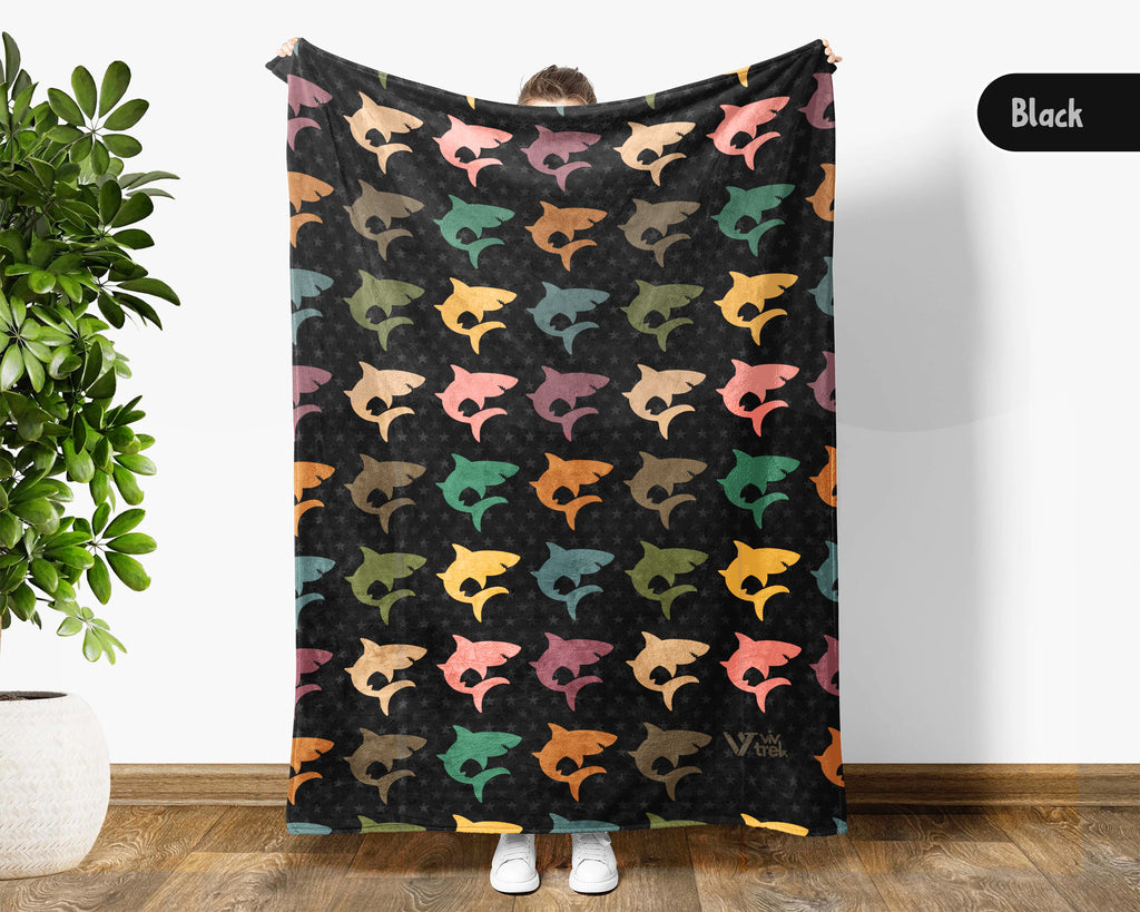 Retro Shark Blanket – Cozy Ocean Throw for Shark Lovers