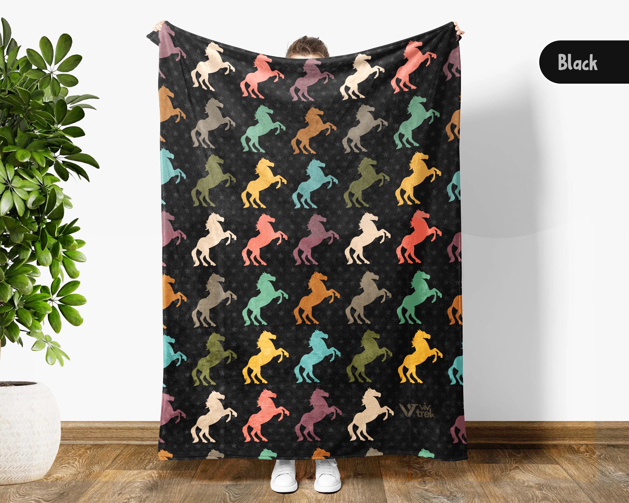 Retro Horse Lover Blanket – Cozy Western Equestrian Throw