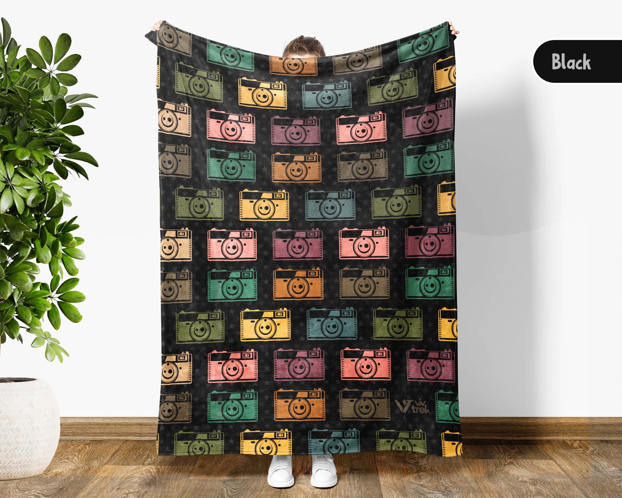 Retro Photography Blanket Gift Cozy Camera Lover Throw Soft Graphic Decor Unique Photographer Gift for Creative Home