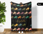 Custom Name Polo Blanket, Cozy Retro Equestrian Throw for Horse Enthusiasts