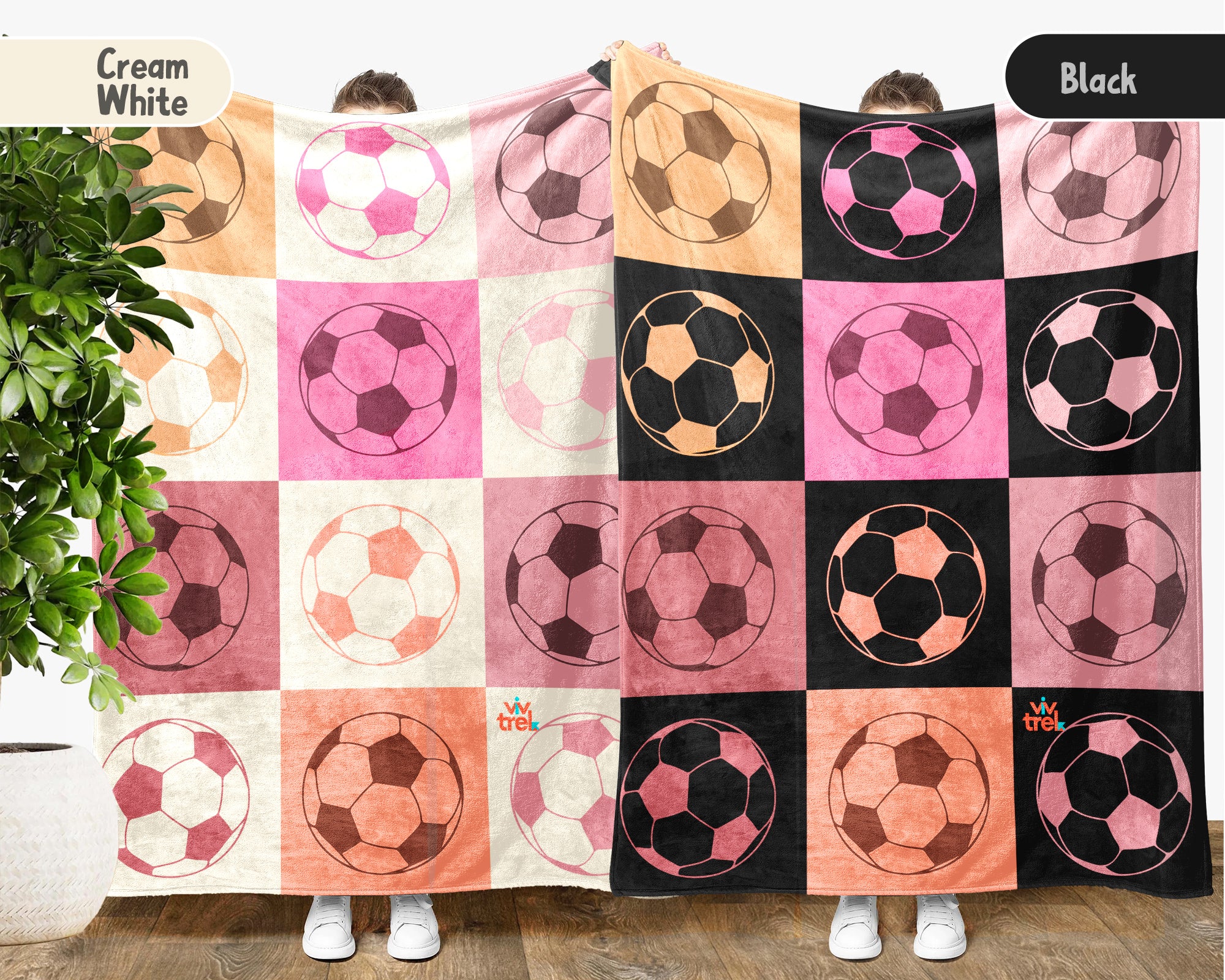 Soccer Lover Blanket Gift, Unique Football Fan Decor, Soccer Pastel Block Throw for Players, Cool Sports Graphic Blanket, Soccer Room Accent