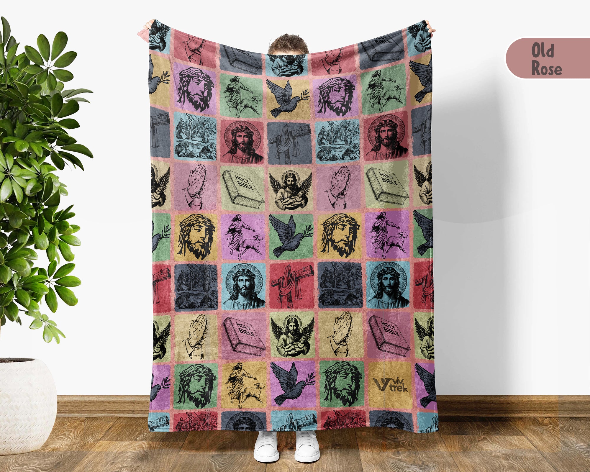 Christian Faith Blanket, Jesus Lover Throw, Inspirational Religious Cozy Blanket, Bible Verse Home Decor Gift for Family Friends