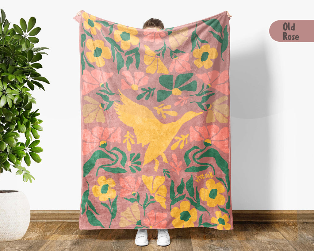 Floral Birdwatcher Blanket – Cozy Nature Lover Throw Gift