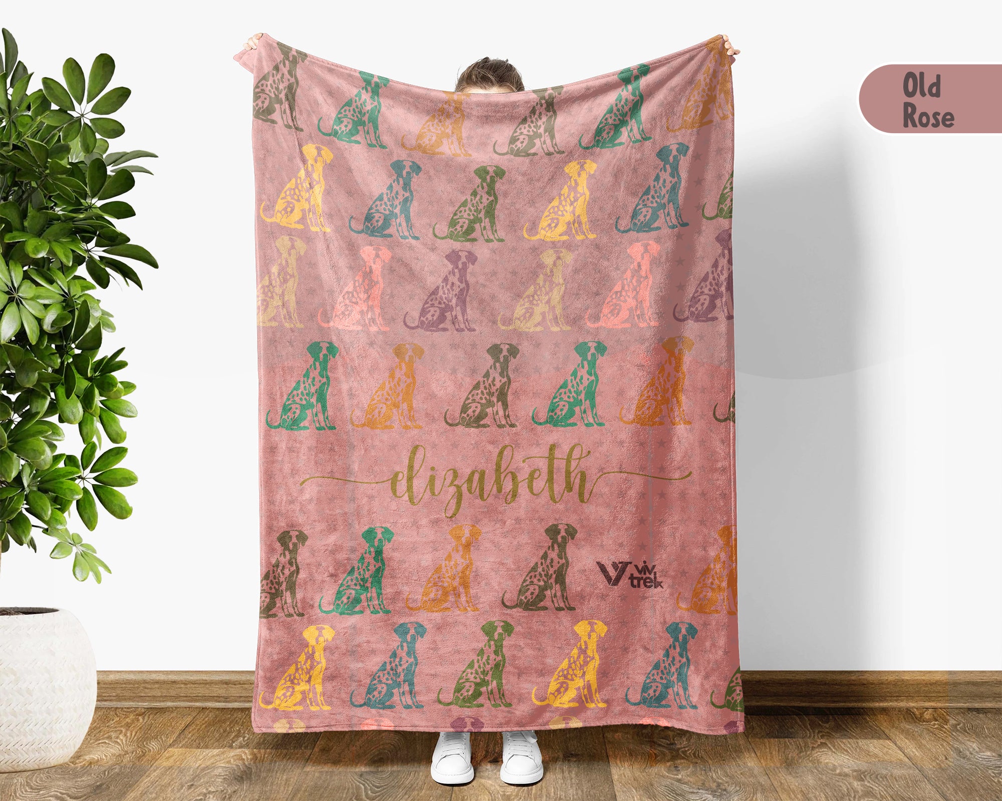 Personalized Dalmatian Blanket Custom Name, Vintage Puppy Throw for Dog Lovers, Cozy Spotted Dog Gift Home Decor