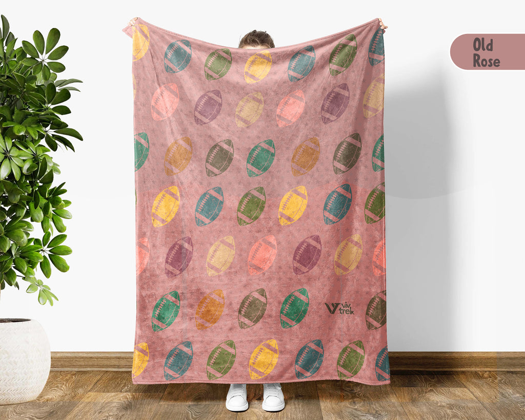 Retro Football Lover Blanket for Sports Fans, Cozy Athlete Throw for Game Day and Football Room Decor