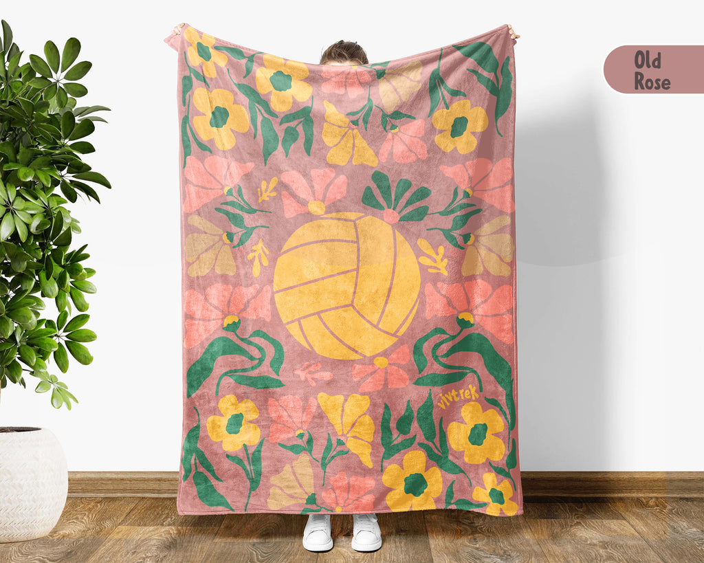 Floral Volleyball Blanket – Cozy Throw for Volleyball Lovers