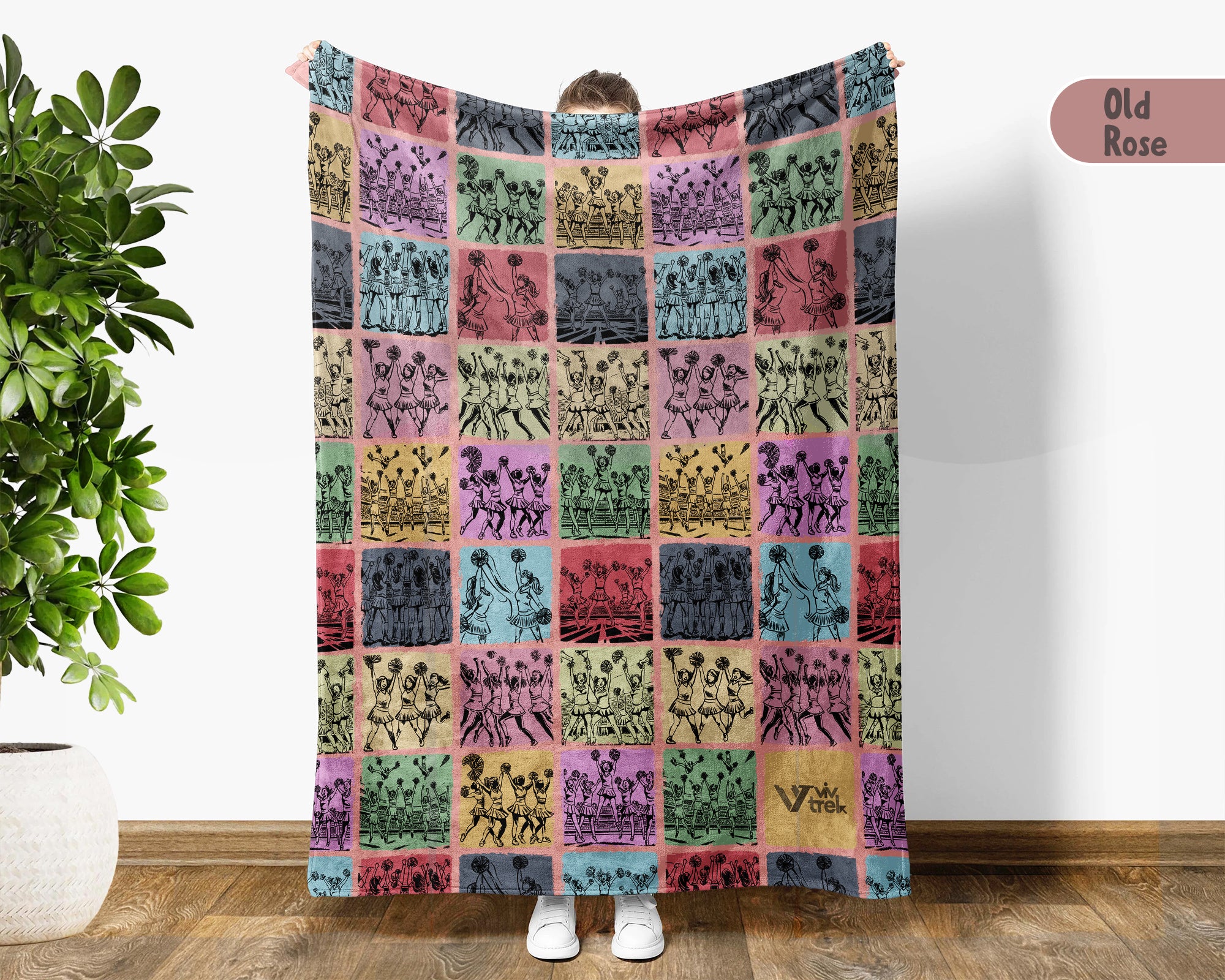 Vintage Cheerleading Blanket Cozy Cheerleader Throw Sporty Fleece Blanket Cheer Lover Gift Home Decor Idea for Game Day Couch Bedroom