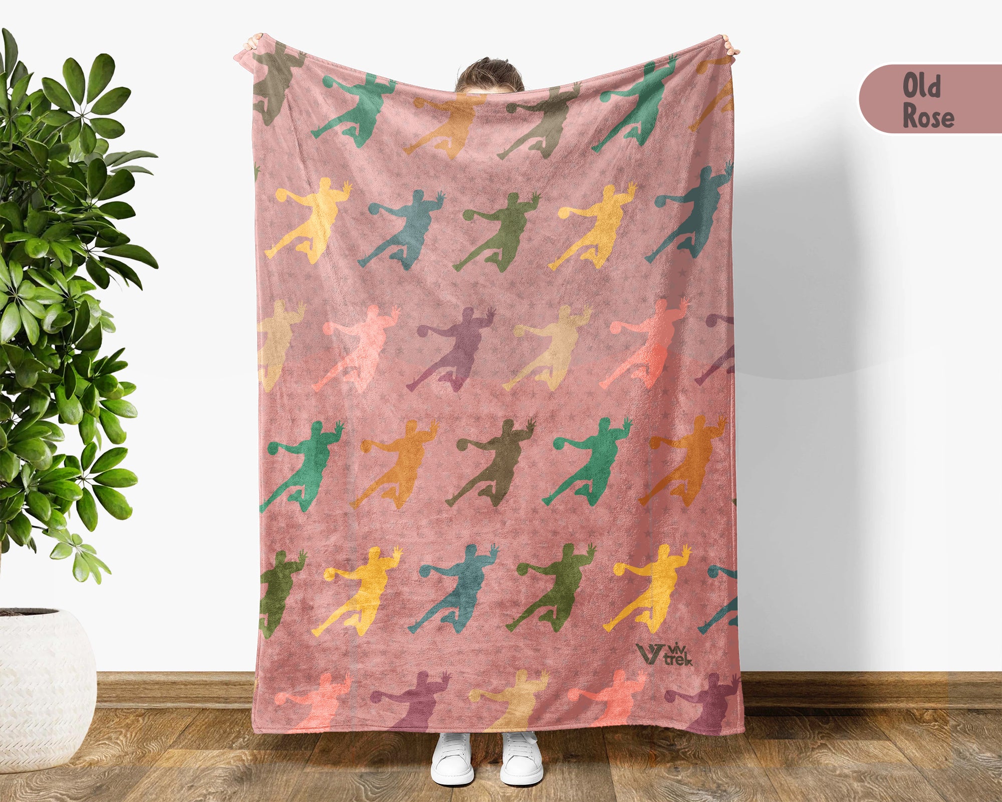 Retro Handball Blanket Cozy Sports Throw Handball Lover Fleece Blanket Sporty Gift Home Decor Idea for Game Day Couch Bedroom