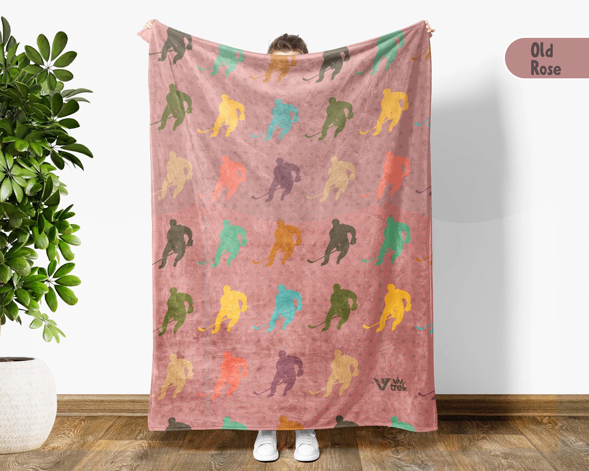 Retro Ice Hockey Player Blanket Cozy Sports Throw for Hockey Lovers Soft Graphic Decor Unique Winter Game Gift for Home