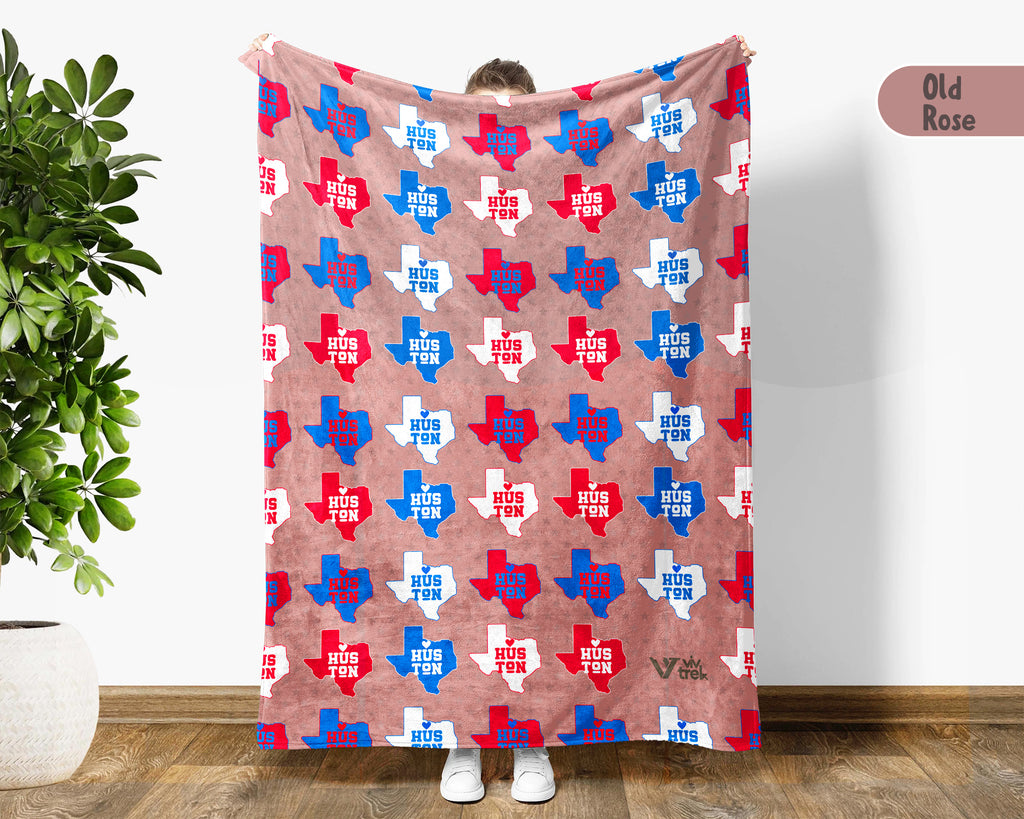 Houston Retro City Map Blanket Throw, Cozy Skyline Decor, Texas Pride Gift, Urban Style Sofa Throw Blanket for Home