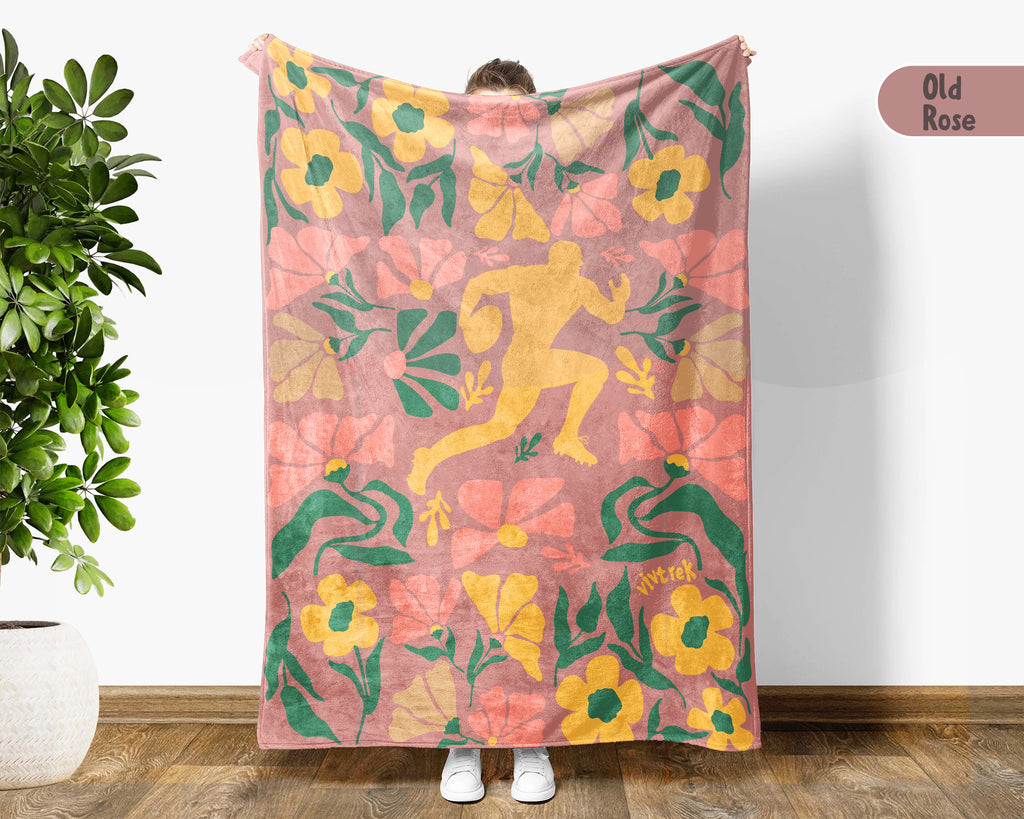 Floral Rugby Player Blanket – Cozy Sports Lover Throw