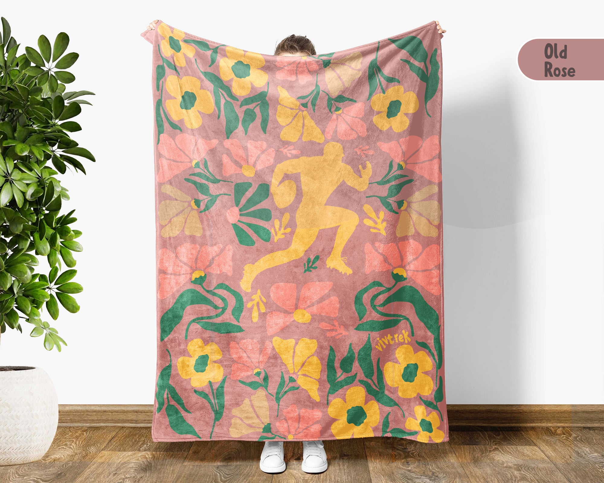Floral Rugby Player Blanket – Cozy Sports Lover Throw