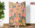 Floral Lacrosse Blanket – Cozy Vintage Sports Throw Gift
