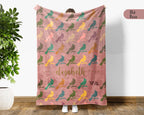 Custom Name Cardinal Blanket Retro Bird Lover Throw Cozy Personalized Gift Soft Wildlife Decor for Home