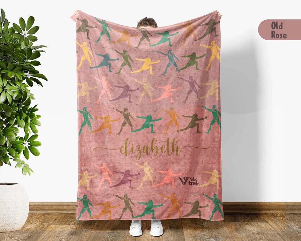 Custom Name Fencer Blanket – Personalized Fencing Lover Throw