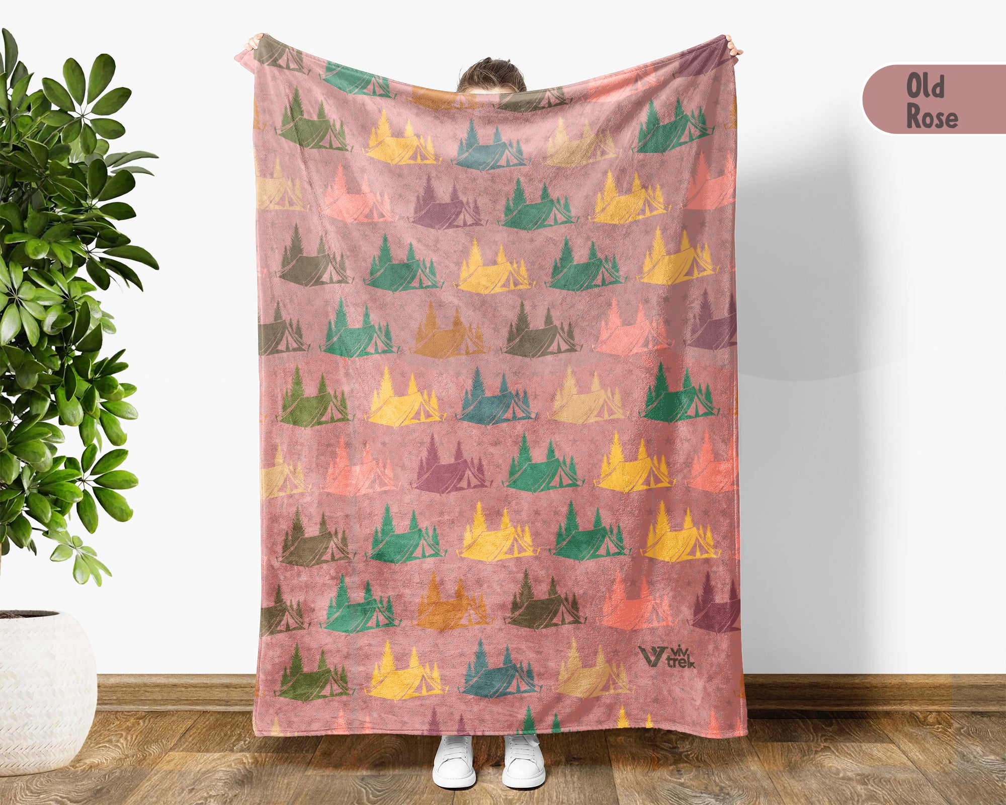 Retro Camping Throw Cozy Adventure Blanket Soft Nature Travel Decor Unique Campfire Gift for Outdoor Lovers