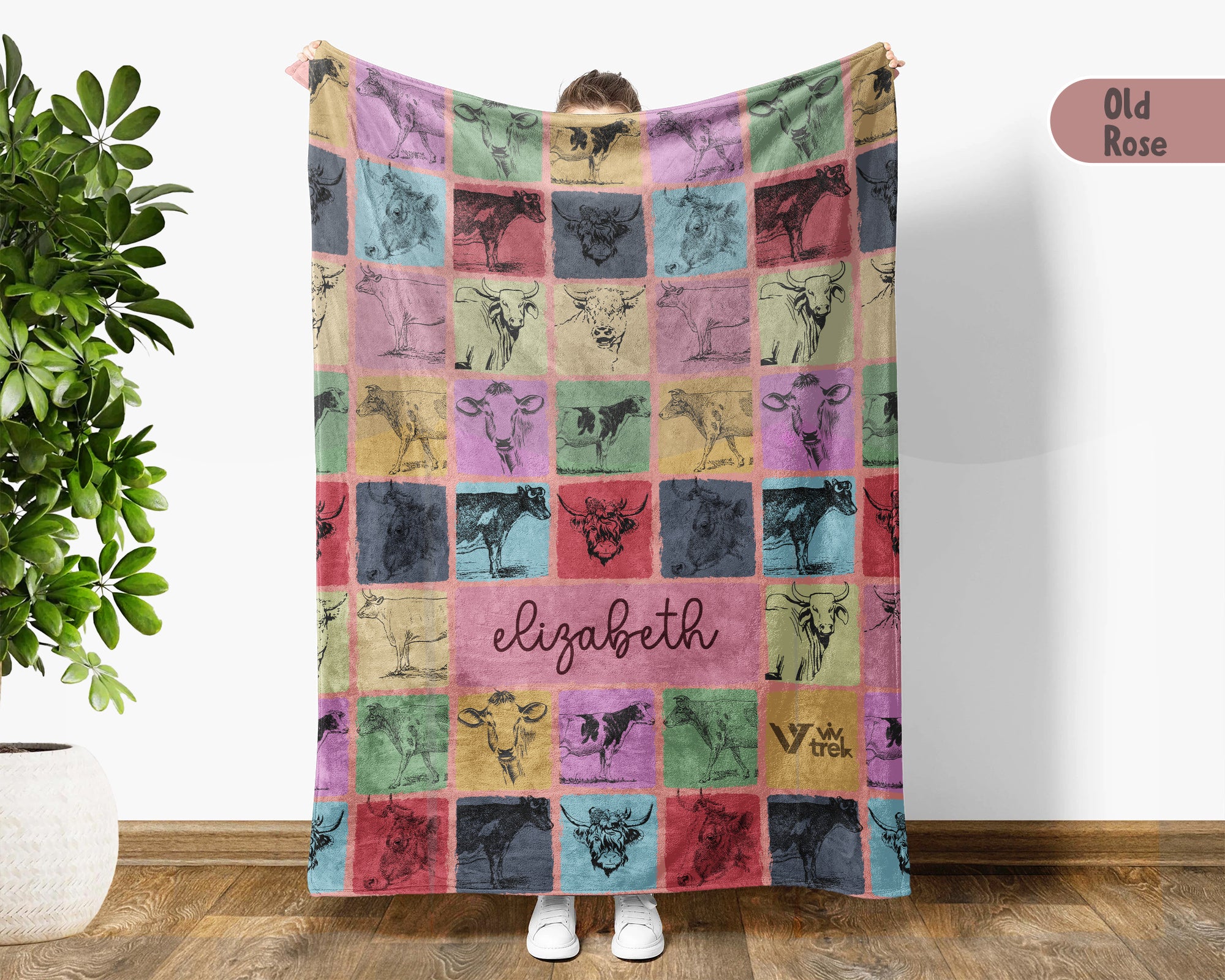 Vintage Personalized Dairy Farmer Blanket Cozy Custom Name Cow Lover Throw Soft Farm Animal Decor Unique Ranch Gift