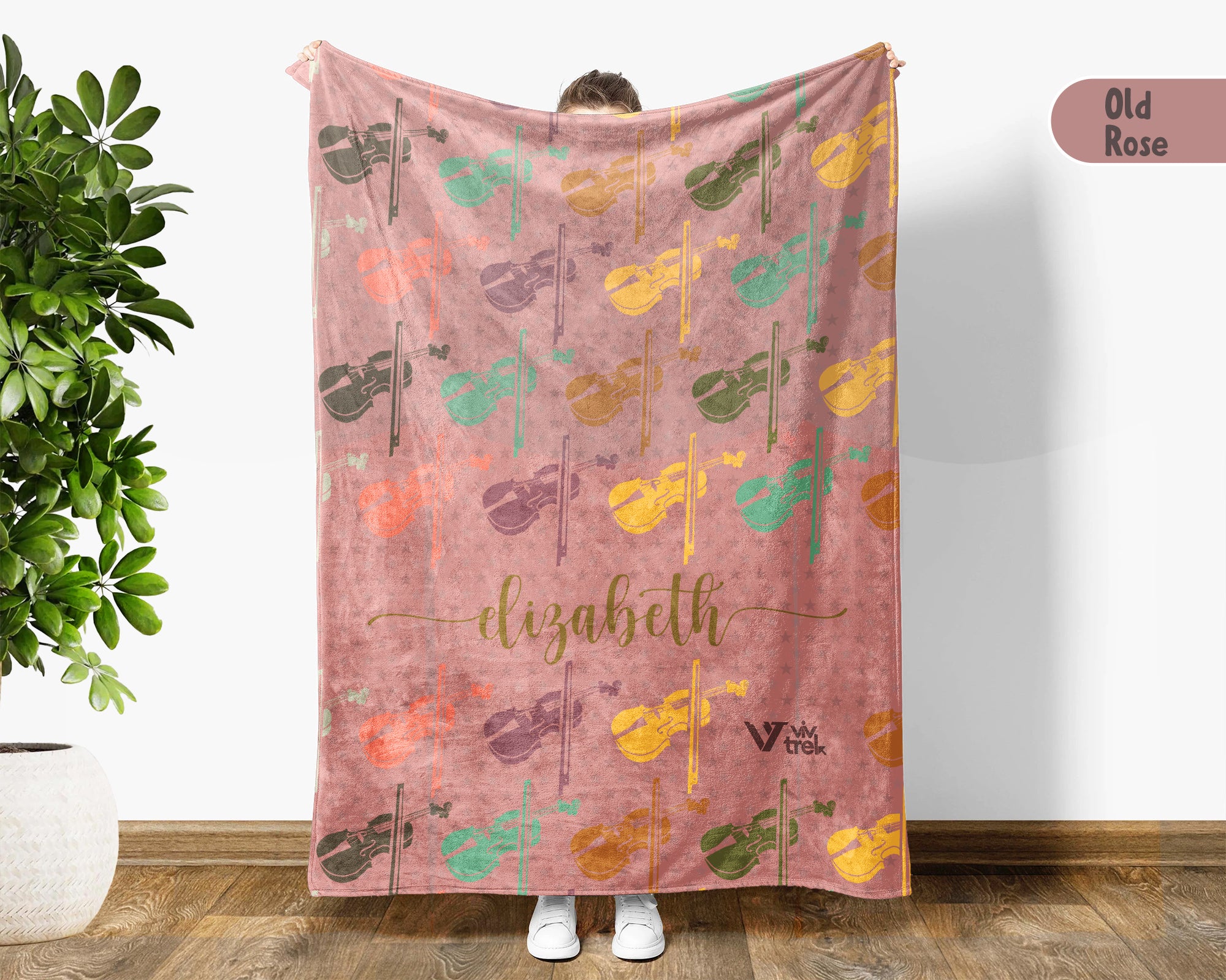 Custom Name Violin Blanket Personalized Vintage Music Lover Throw Cozy Musician Gift Violin Player Decor Blanket for Home and Gifts