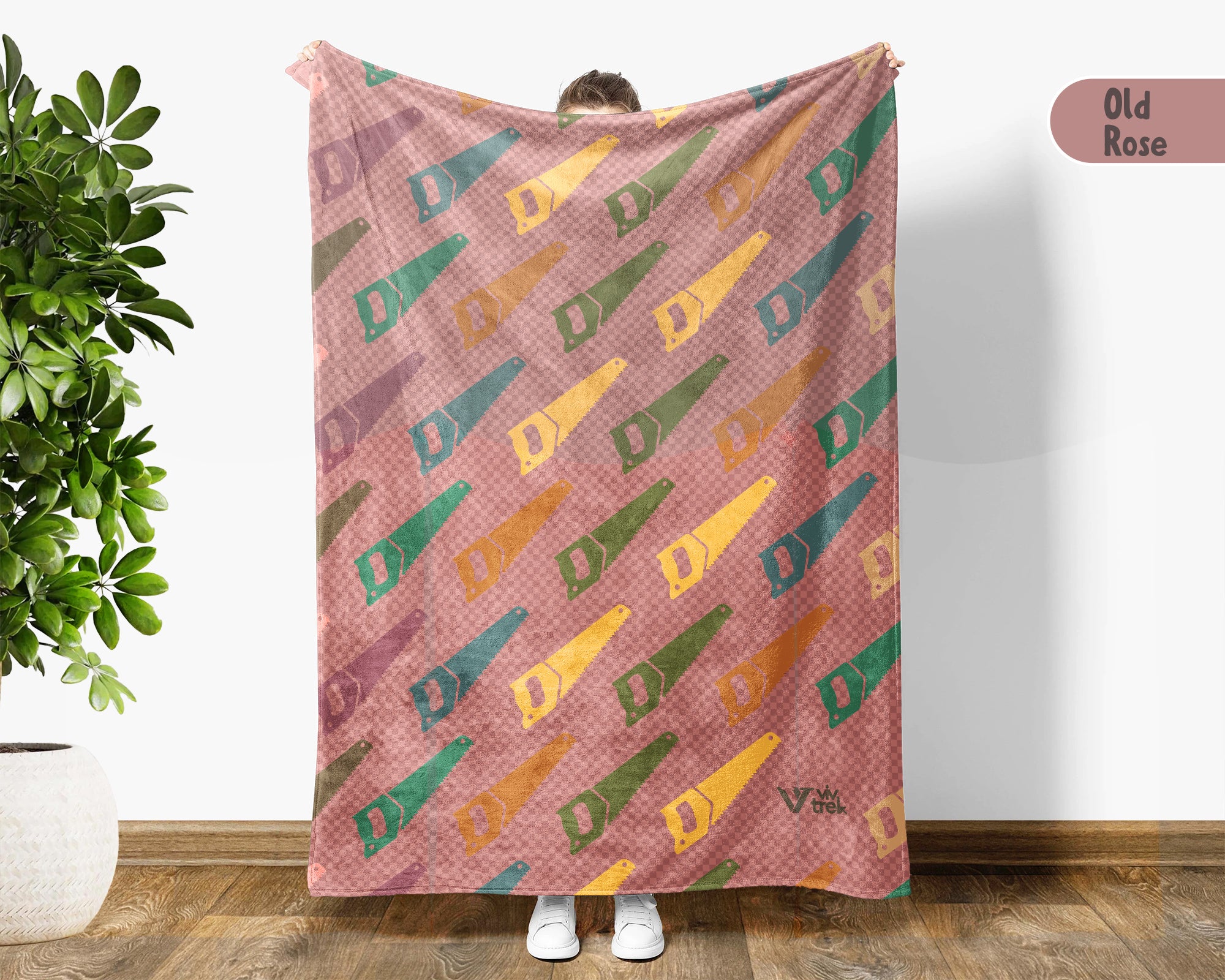 Retro Woodworking Lover Blanket, Vintage Carpenter Throw for Cozy Workshop and Craftsman Home Decor
