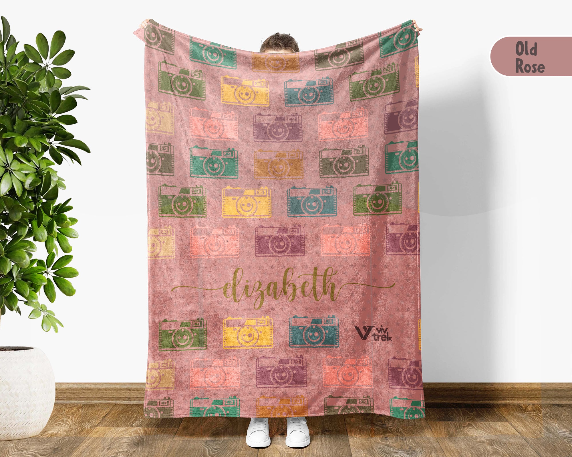 Custom Name Camera Lover Blanket Vintage Photo Throw Cozy Personalized Gift Soft Creative Decor for Photographer Home